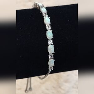 Elegant Opal and Silver Bracelet